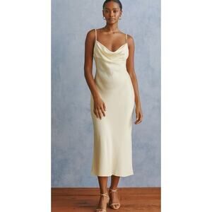 Jason Wu Slip Dress XL Satin Ivory Champage Midi Minimalist Bridal Silky Cream